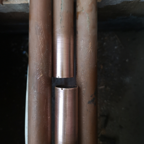 Pipe leak repair in progress
