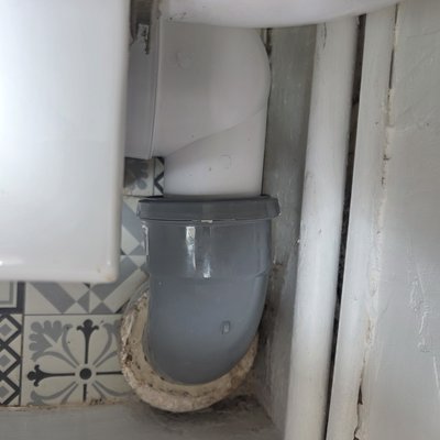 Toilet waste pipework after repair