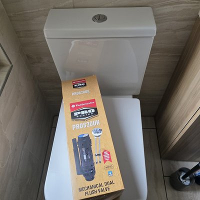 Toilet cistern parts after repair