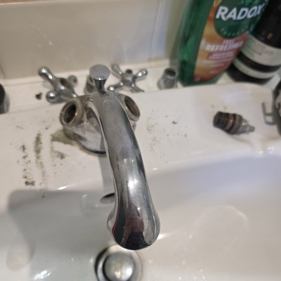Traditional basin tap before repair